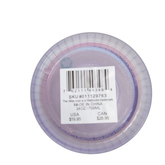 STARBUCKS Venti Cup Tumbler Grid Icy Iridescent Opal 24 oz + Topper Spring 2022 - Picture 6 of 7